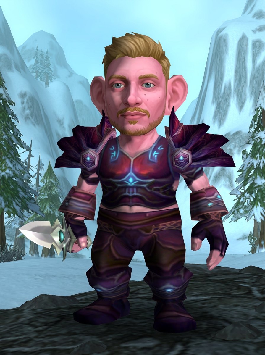 gnome rogue in rank-10 PvP leather portrait, the character creation screen