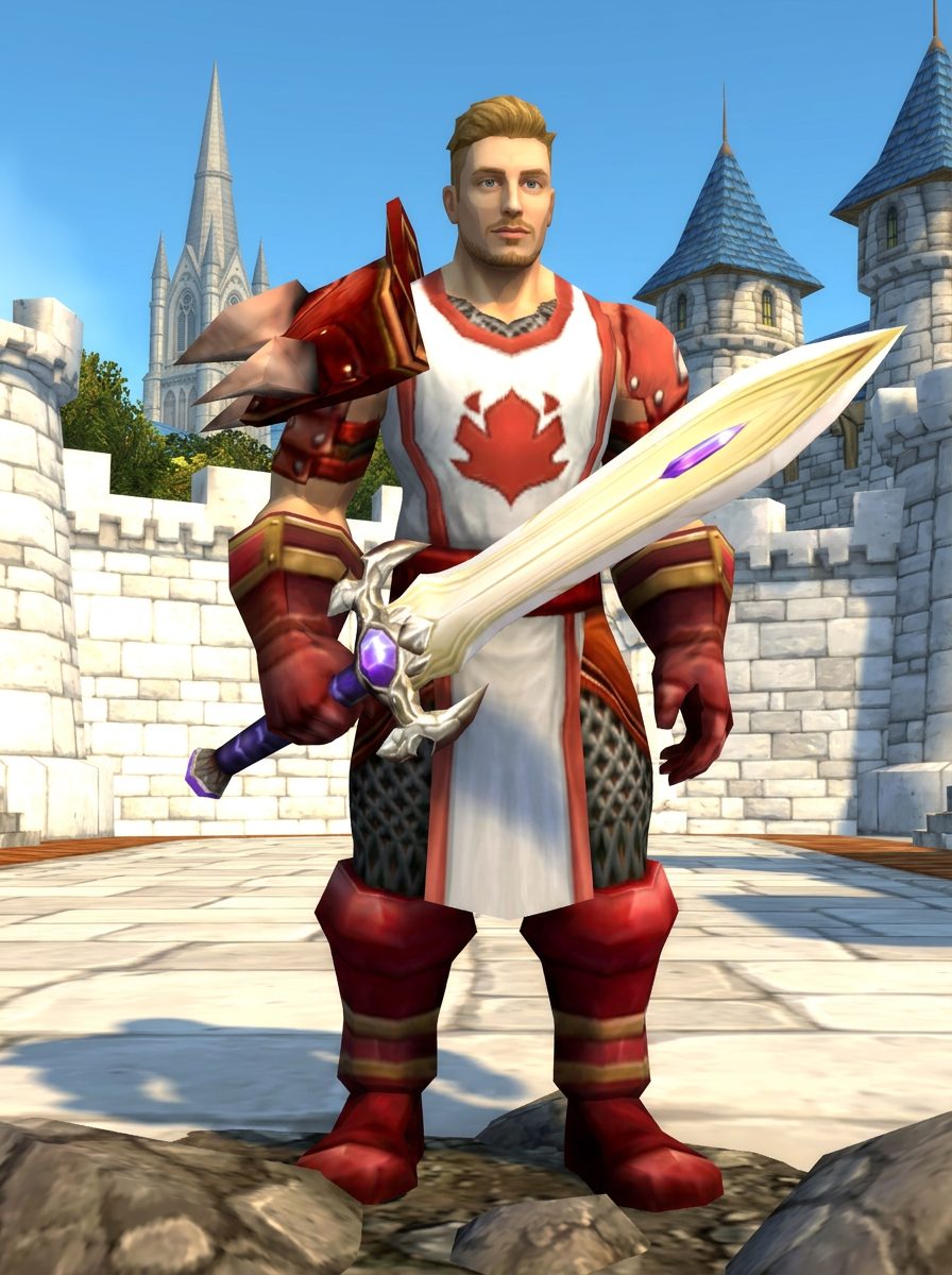 human warrior in Scarlet Crusader plate portrait, the character creation screen