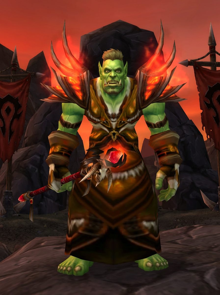 orc warlock in Warlord's Threads portrait, the character creation screen